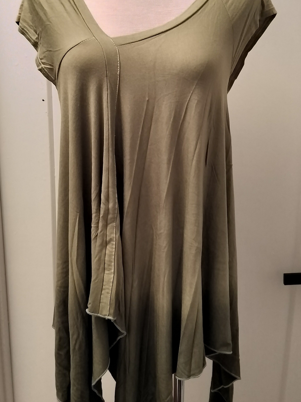 Women's Olive Draped Asymmetrical Top